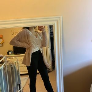 hooded fuzzy cardigan